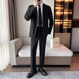 Riolio Busin Casual Men's Suit Set Jaet Casual Spring Autumn Wedding Best Man Marriage Career Formal Small Suit M