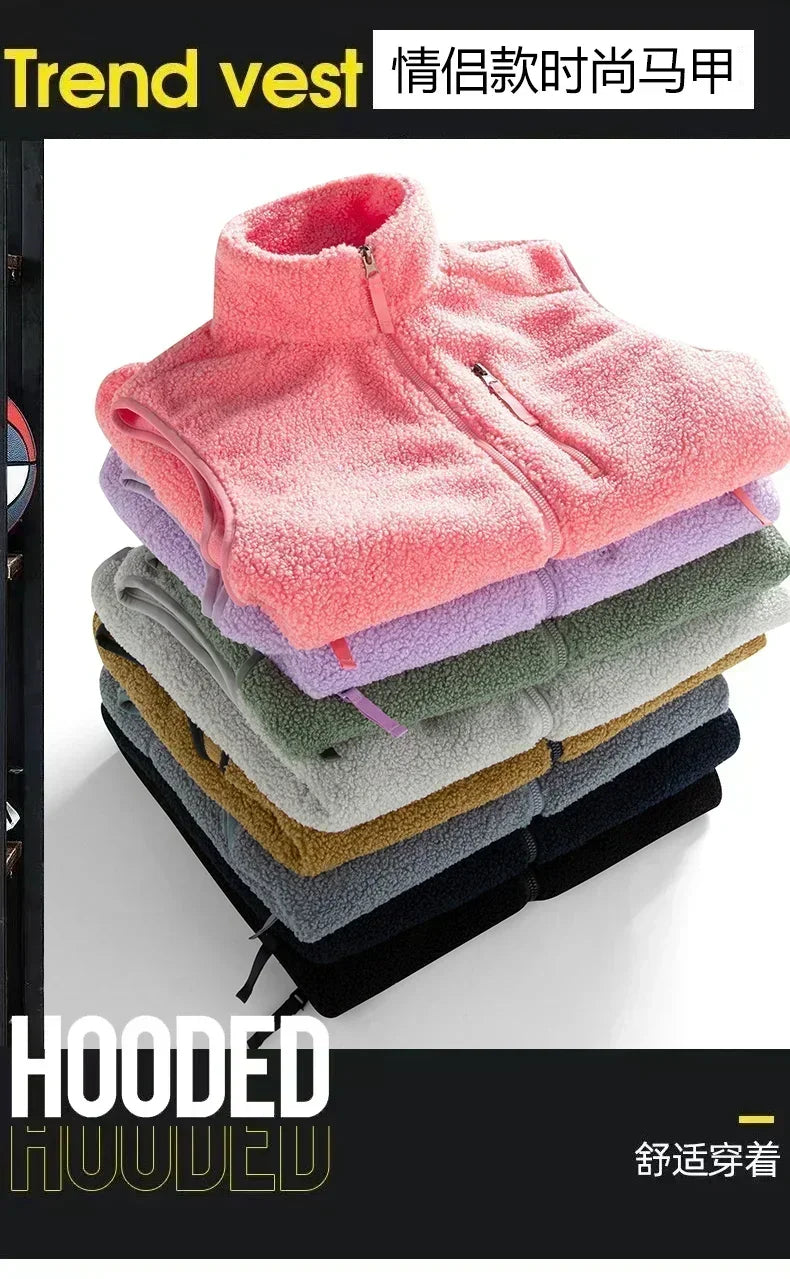 Riolio Outdoor Sleeveless Coats Vests Male Warm Cotton Waistcoat Autumn Jackets Thick Vests Man Classic  Lamb Cashmere Men Fleece Vest