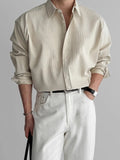 Riolio Lapel Pit Stripe Texture Long Sleeve Shirt Men's Casual Business Shirt High-end Drapery Light Versatile Top Male Blouse
