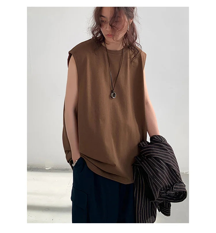 Riolio Summer Men Trendy Casual Streetwear Oversized Sleeveless T-shirt Youth Y2K Hip Hop Cotton Tank Tops Sports Basketball Vest