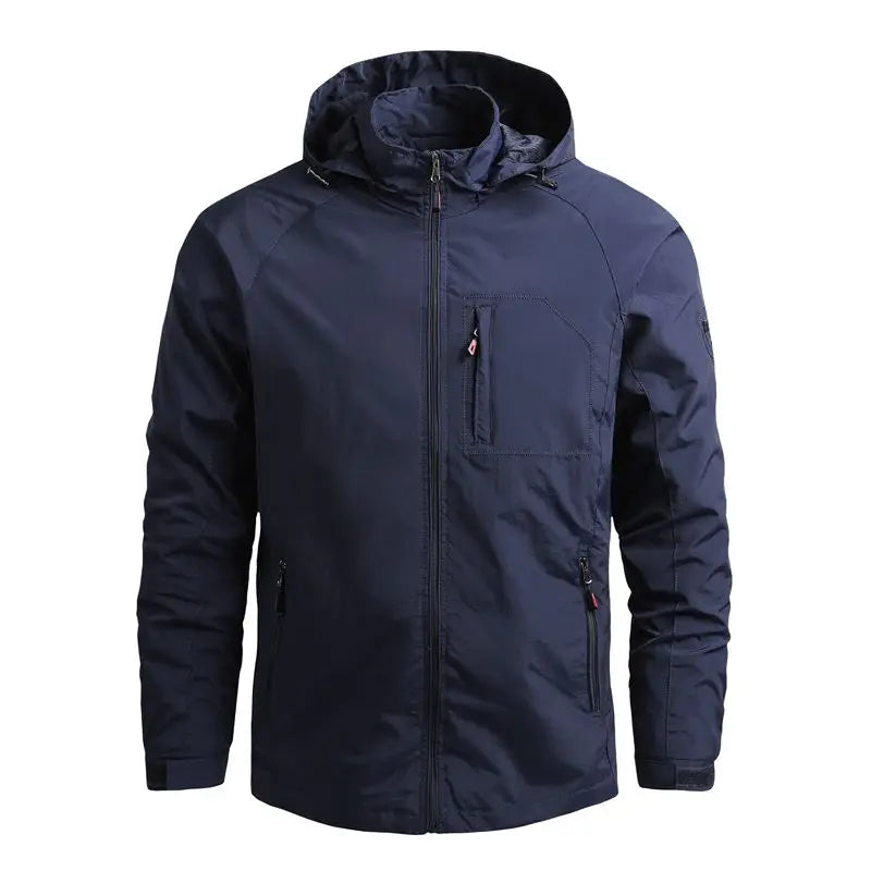 Riolio Male Casual Jacket Hooded Sports Jacket Men's Outdoor Waterproof and Breathable Thin Quick Drying Jacket Outdoor Hiking Suit