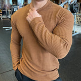 Riolio Men Fashion body-building Long Sleeve T-shirts O-Neck Solid Casual Spring Autumn Tees Men Shirt Loose Tops Streetwear Tee shirt