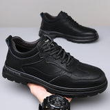 Riolio Men's Business Leather Shoes Soft Moccasin Shoes Comfortable Casual Shoes for Men Autumn Solid Black White Men Sneakers