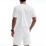 Riolio 2025 Summer Simplicity Men's Suit Loose Walf Checks Fabric Breathable Comfort and Casual Short Sleeve Shorts Two-Piece Suit