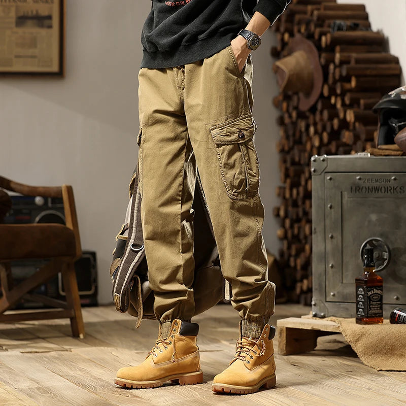 Riolio Fashion High Quality Slim Casual Tactical Cargo Pants Male Streetwear Harajuku Joggers Men Trousers Tooling Pants Outdoor Pants