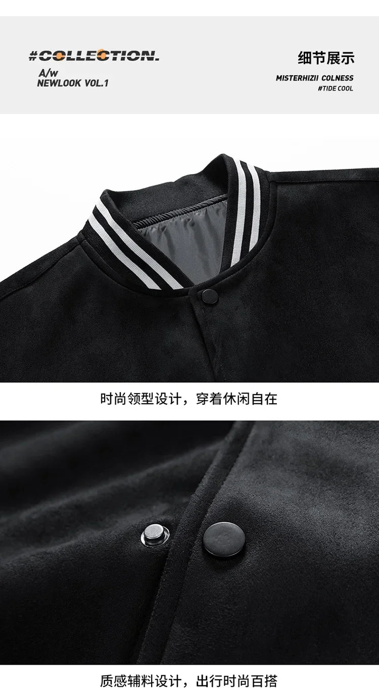 Riolio Bomber Wool Coat Premium Varsity Leather Wool Jacket High Street Jacket Men's Varsity Baseball College Leather Sleeves