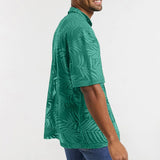 Riolio Men Y2k Leaf Print Hollow Casual Shirt Breathable Thin Streetwear Beach Vacation Harajuku Personality Versatile Tops Summer