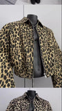 Riolio American Retro Leopard Print Jacket Men's Korean Style Style High-end Handsome Short Jacket Trendy High Street Style Denim Top