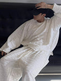 Riolio Kpop Tracksuit Retro Loose Three-dimensional Set Ethnic Jacquard Milk White Sports Suit American Casual High-end Wear