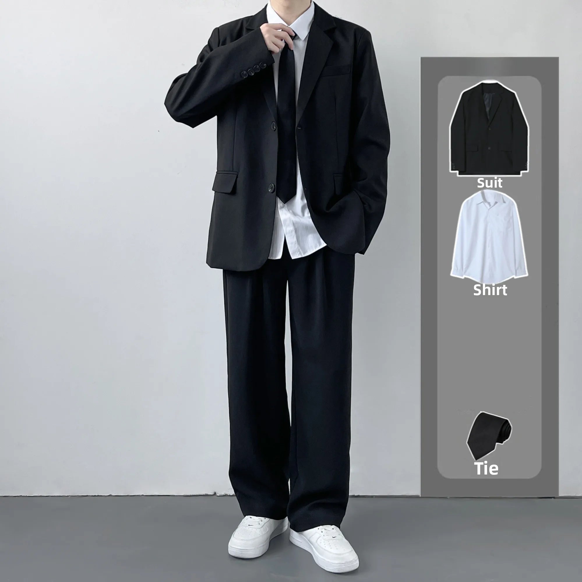 Riolio Casual Leisure Men's Suit Set High School Student Sle Versatile JK Class orm Jaet Straight Cut Casual Long Sve