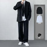 Riolio Casual Leisure Men's Suit Set High School Student Sle Versatile JK Class orm Jaet Straight Cut Casual Long Sve