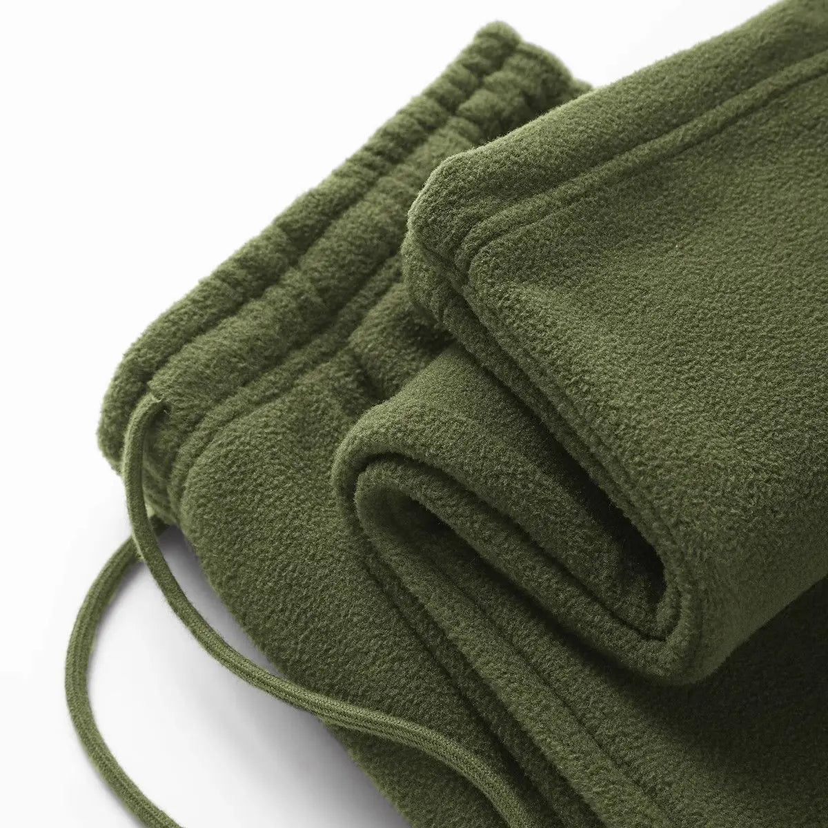 Riolio Double-sided Fleece! Retro Military Green Straight-leg Pants Women Loose Thickened Warm Drawstring Casual Wide-leg Pants Men