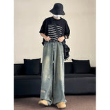 Riolio American hip-hop washed straight leg summer men and women trendy jeans couple 2025 loose retro personalized casual pants y2k