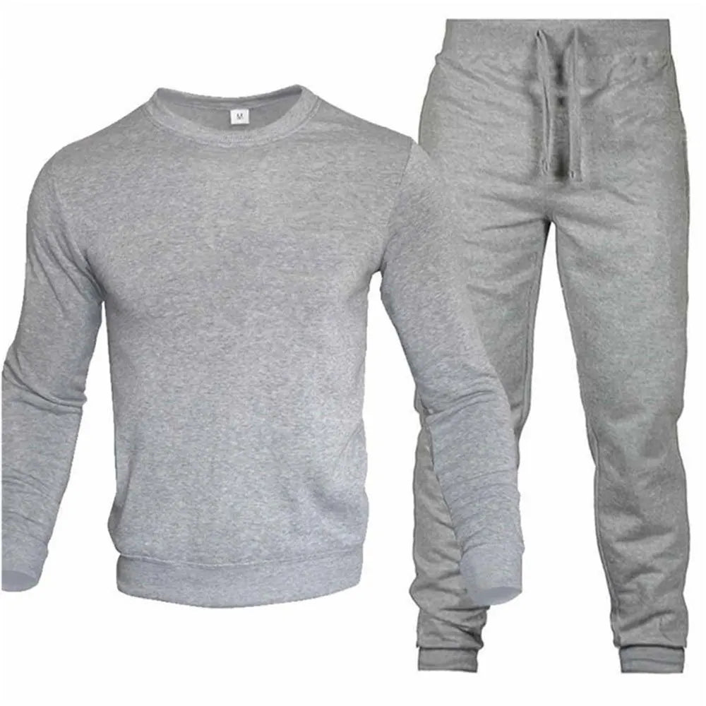 Riolio Men's Two-Piece Set O-Neck 2 Pieces Sets Tracksuit Hooded Sweatshirt +Drawstring Pants Male Sport Hoodies Running Sportswear