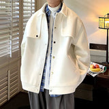 Riolio Winter Short Woolen Coat Men Warm Retro Thickened Woolen Jacket Men Streetwear Korean Loose Woolen Coat Mens Oversized Overcoat