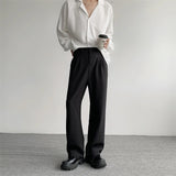 Riolio Khaki Black Suit Pants Men Fashion Social Mens Dress Pants Korean Casual Loose Straight Pants Mens Office Formal Trousers M-2XL