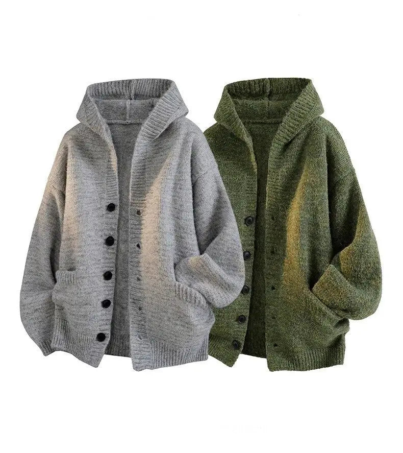 Riolio American-style autumn/winter streetwear unisex trendy hooded knit sweaters for couples with loose-fit retro Harajuku casual tops