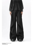 Riolio American High Street Pleated Pants Floor Mopping Micro Trumpet Black Trousers Luxury Sense Clean Fit Casual Curved Knife Pants
