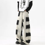 Riolio Baggy Jeans Men Fashion Retro Wide Leg Jeans Men Streetwear Hip-hop Loose Black Plaid Jeans Mens Vintage Denim Pants S-3XL