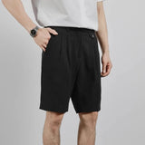 Riolio New Men Summer Slim-fit British Style Suit Shorts Light Luxury Business Straight-leg Shorts Leisure Button-down Half-pants M-3XL