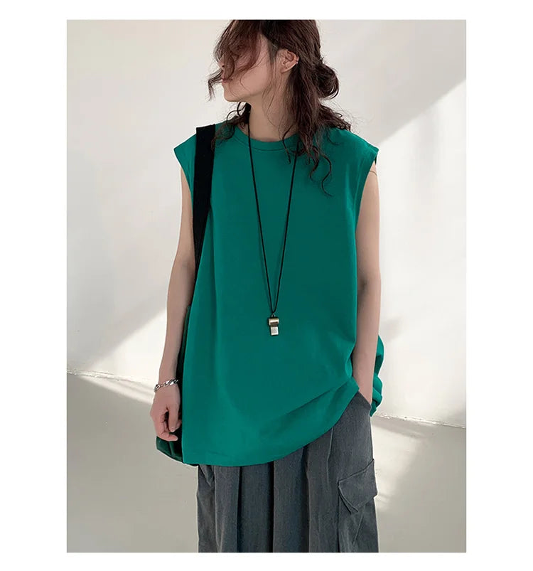 Riolio Summer Men Trendy Casual Streetwear Oversized Sleeveless T-shirt Youth Y2K Hip Hop Cotton Tank Tops Sports Basketball Vest