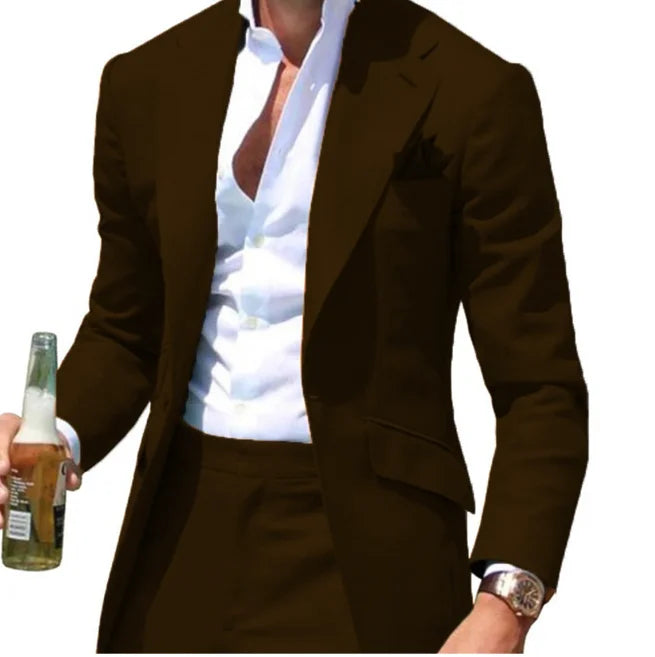 Riolio suit fashion Costumes Pour Hommes Peak Collar Men Suits Notched Green Slim Fit Blazers Jackets Pants 2PCS Causal Business Wedding Groom Wear