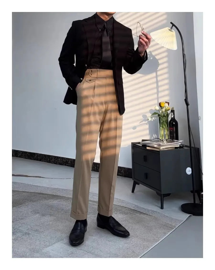 Riolio New Italy Business Men Shirts Light Luxury Textured Peaked Lapel Striped Long Sleeve Cardigan Leisure High Quality Blouse M-2XL