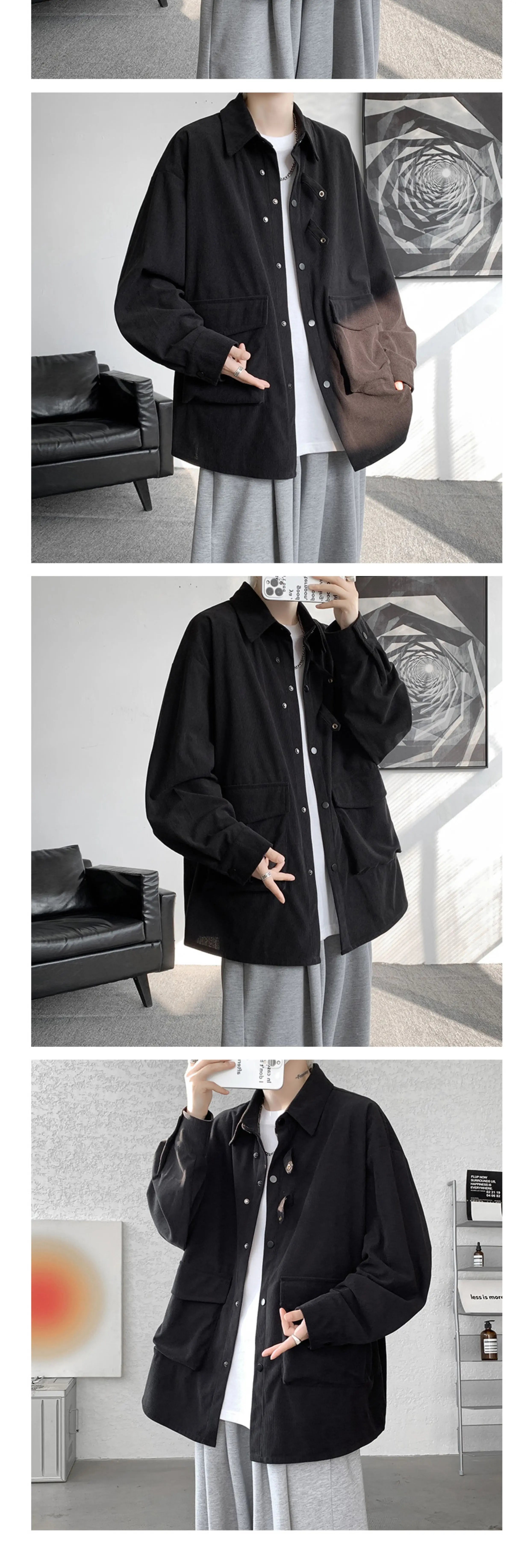 Riolio Corduroy Shirt Men Casual Turn Down Button Long Sleeve Shirts Streetwear Leisure Luxury Clothing Chemise Homme