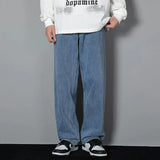 Riolio Men Simple Straight Leg Casual Jeans Male Baggy Korean Streetwear Denim Pants Basic Youth Popular Daily Wide Leg Denim Trousers
