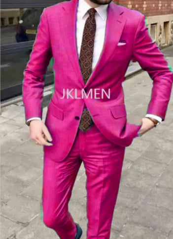 Riolio Men's Suit   Handsome Casual 2 Piece Suit For Men Wedding Tuxedos Notched Lapel Groomsmen  Business  Prom Blazer