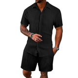 Riolio European and American men's summer leisure sports suit cross-border trend loose breathable short-sleeved shirt