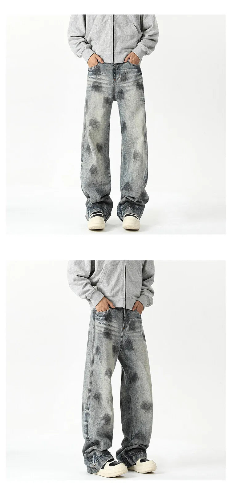 Riolio Jeans Men's New Denim Pants wash jeans New Fashion High Quality Washed Male Jeans Loose Wide Leg Trousers Straight Casual jean