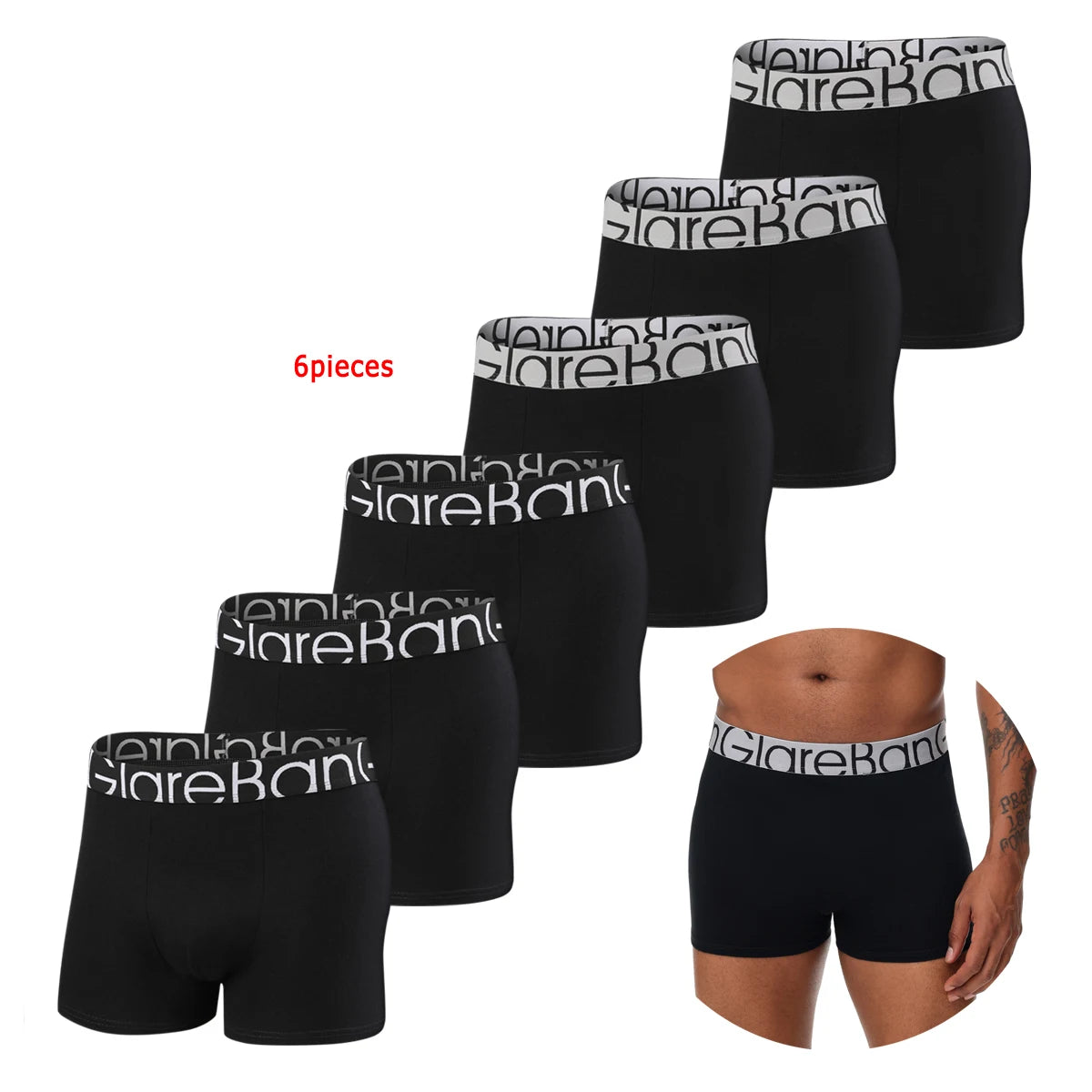 Riolio 6pcs pack Black Boxer Shorts Men Underwear Soft Breathable Male Underpants for Men Homme Boxershorts Slips Panties