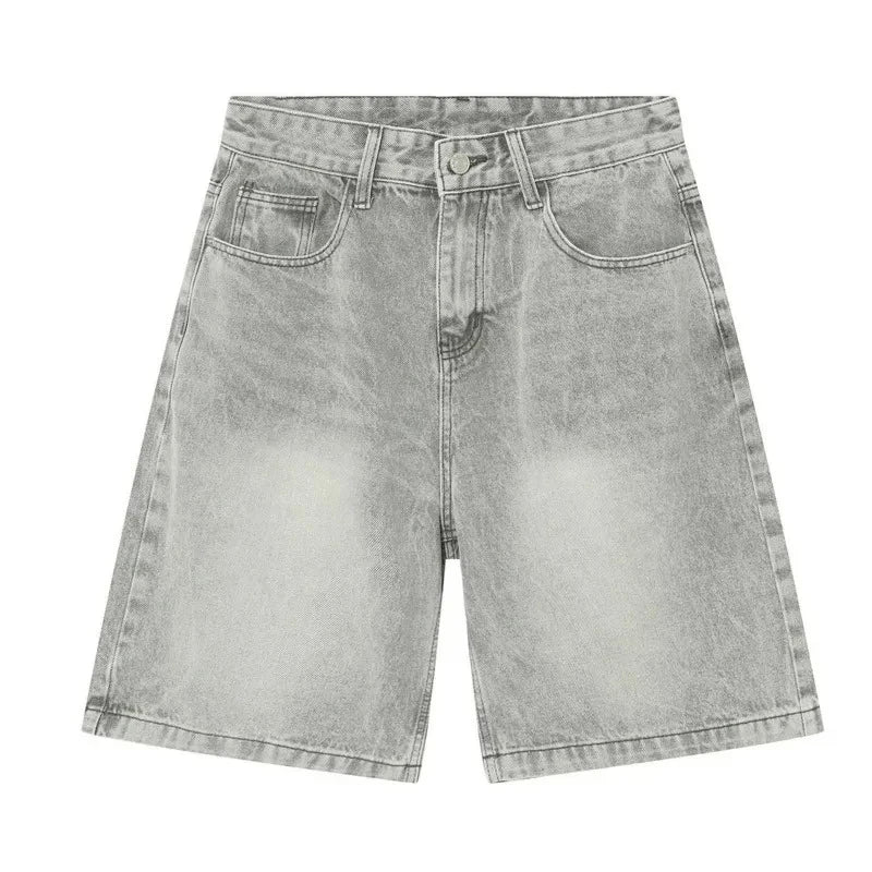 Riolio Men Designer Brand Casual Shorts Male Baggy Streetwear Knee Lenght Denim Short Pants Summer Fashion Daily Wide Leg Short Jeans