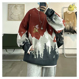 Riolio Christmas Sweater Funny Elk Harajuku Streetwear Men Women Sweaters Couple Autumn Winter Knitwear Pullover Warm Sweatshirt Men