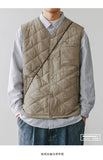 Riolio Cotton-layered Fashionable Vest Men with Autumn Winter Simple Casual Light Heated Inner Vest Cardigan Work Vest Top Aesthetic