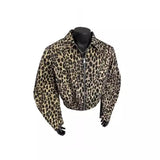 Riolio American Retro Leopard Print Jacket Men's Korean Style Style High-end Handsome Short Jacket Trendy High Street Style Denim Top