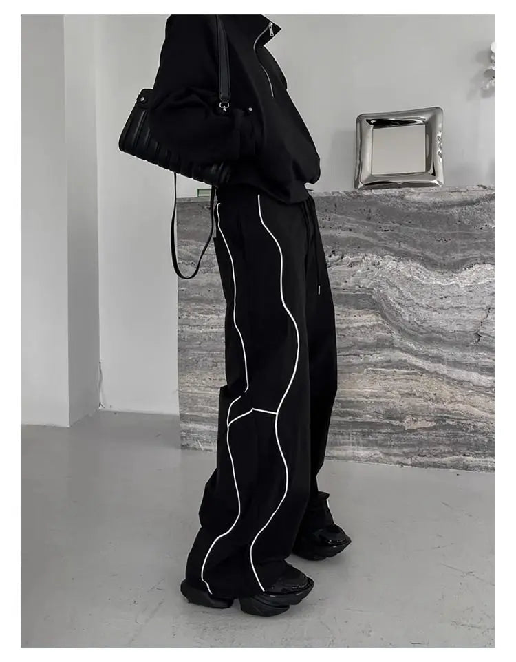 Riolio American High Street Style Retro Trend Functional Style Drawstring Loose Sports Wide-leg Trousers Autumn Winter New Style Pants