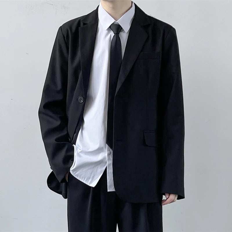 Riolio Casual Leisure Men's Suit Set High School Student Sle Versatile JK Class orm Jaet Straight Cut Casual Long Sve