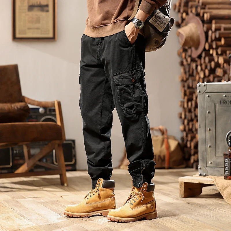 Riolio Fashion High Quality Slim Casual Tactical Cargo Pants Male Streetwear Harajuku Joggers Men Trousers Tooling Pants Outdoor Pants