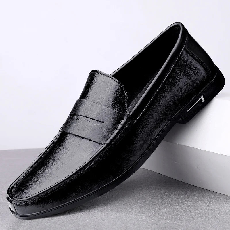 Riolio Genuine Leather Men Shoes Casual Men Loafers Breathable Office Formal Shoes Men Designer Slip on Driving Shoes Plus Size 38-46