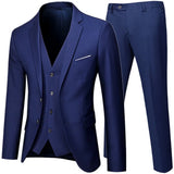 Riolio Business Suit Jacket Coat Blazers Trousers Waistcoat Men Wedding Three Pieces Pants Vest Large Size Professional Dress 3 Pcs Set