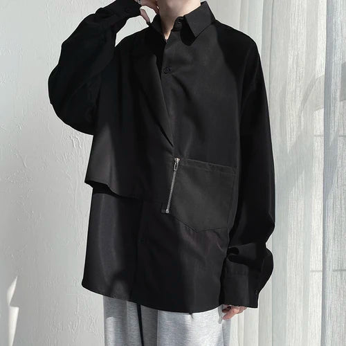 Riolio Design Shirts Men Japanese Patchwork Long Sleeve All-match Stylish Handsome Hip Hop Streetwear Korean Fashion Gentle Male Unisex