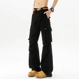 Riolio Cotton Wide Leg Cargo Pants man Loose Fit Multi Pocket Casual Streetwear Comfortable Workwear Trousers Men Trendy Fashion