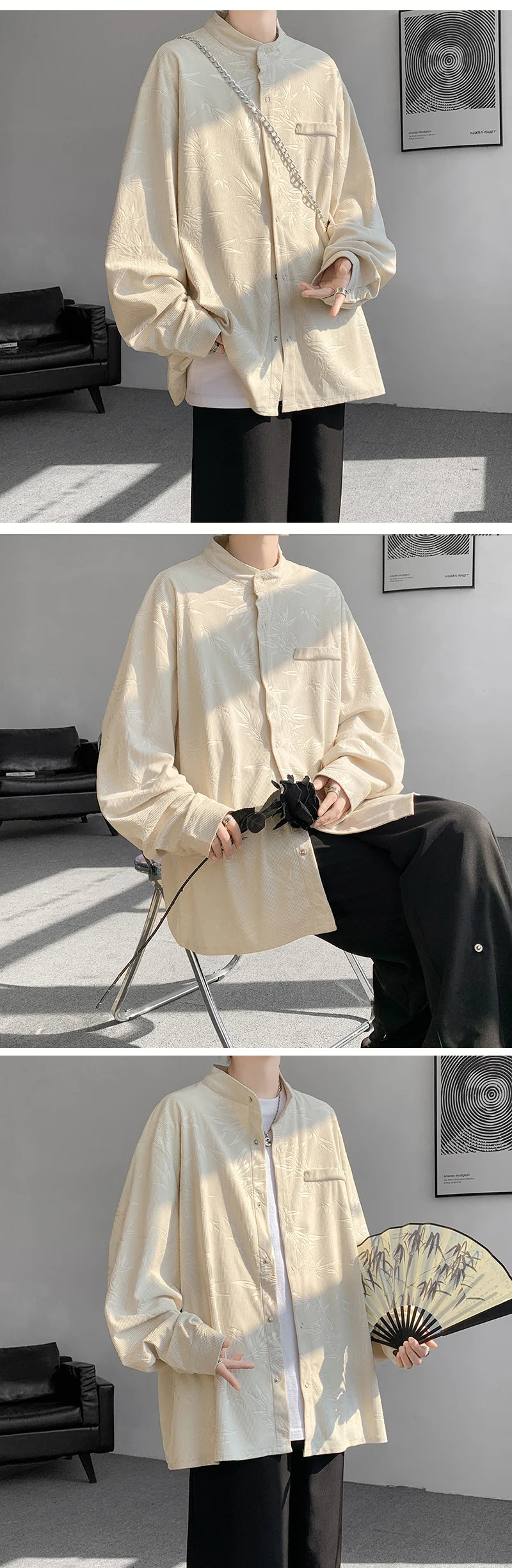 Riolio Spring Summer Printed Long Sleeve Shirts Man 2024 Casual Oversize Blouse Fashion Male Cardigan Korean Clothing Plus Size 5XL-M