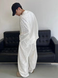 Riolio Kpop Tracksuit Retro Loose Three-dimensional Set Ethnic Jacquard Milk White Sports Suit American Casual High-end Wear