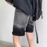 Riolio Summer Denim Shorts Men Fashion Retro Gradient Denim Shorts Mens Streetwear Korean Loose Hip-hop Straight Jeans Shorts Men