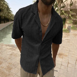 Riolio Hollow Design Chic Shirt Sleeveless, Men's Casual High Stretch V Neck Pullover Sweater For Summer