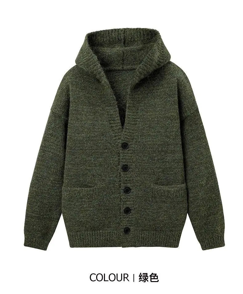 Riolio American-style autumn/winter streetwear unisex trendy hooded knit sweaters for couples with loose-fit retro Harajuku casual tops