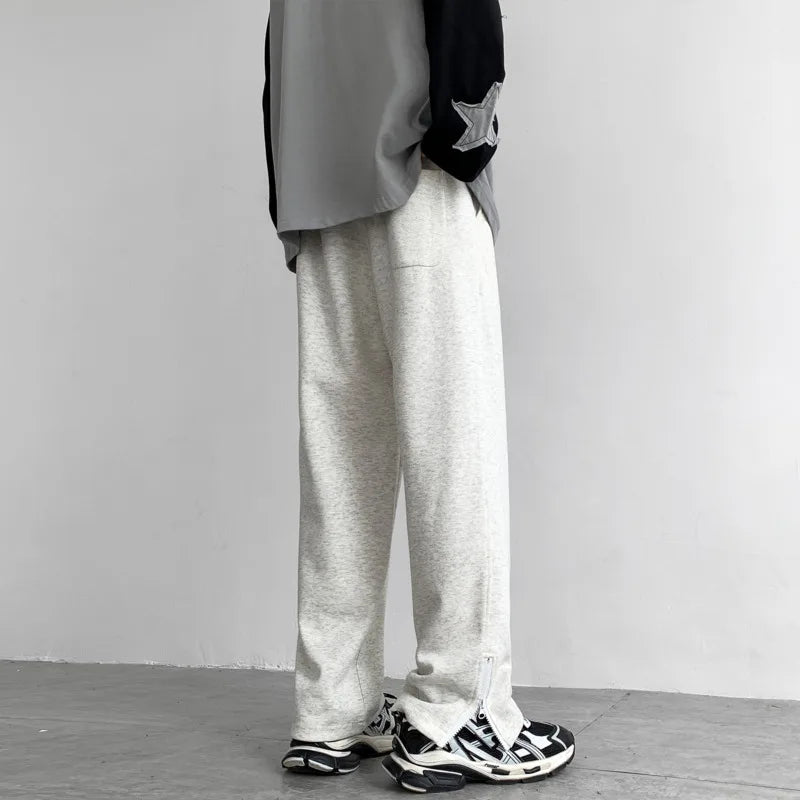 Riolio Black Casual Pants Men Sweatpants Oversized Wide Leg Pants Men Streetwear Loose Grey Straight Sports Pants Mens Joggers Trousers